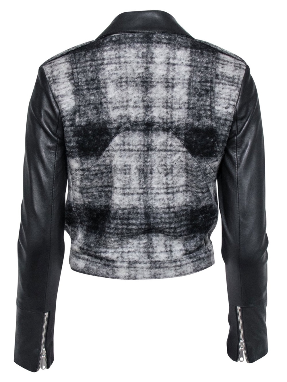 Rebecca Minkoff Mitchell Plaid Wool & Leather Moto Jacket - Picture 3 of 8